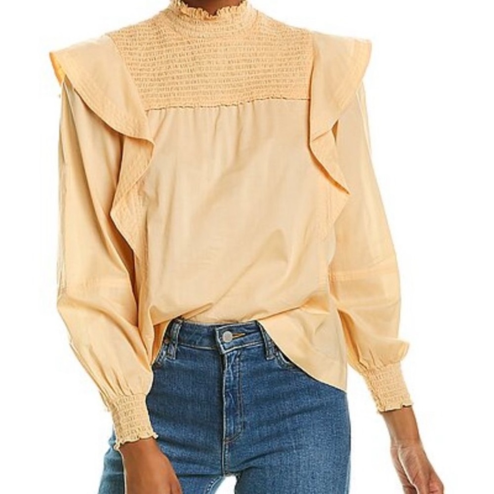 NWT A.L.C. Jillian Ruffled Smocked Top in Peach Size 4